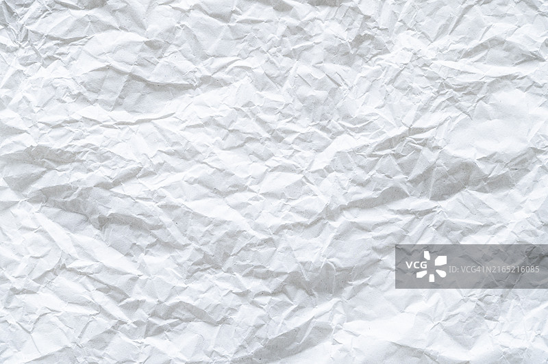 白色皱纹纸背景，再生牛皮纸纹理，复古报纸旧页，粗糙艺术褶皱信纸，带文字复制空间的硬纸板图片素材
