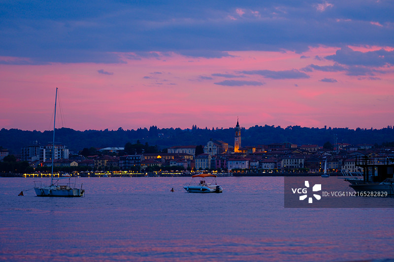 意大利湖泊日落景观图片素材