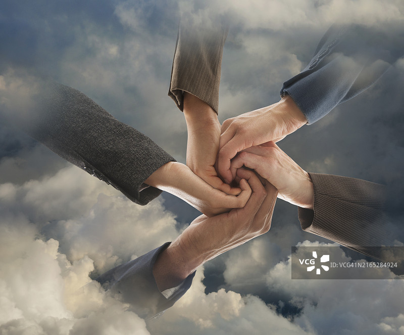 云计算握手连接图片素材