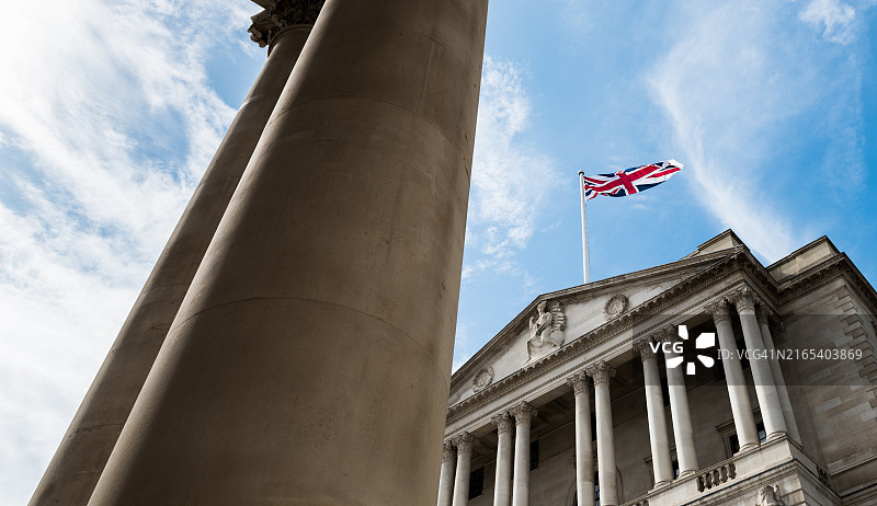 伦敦金融城建筑与英国国旗图片素材