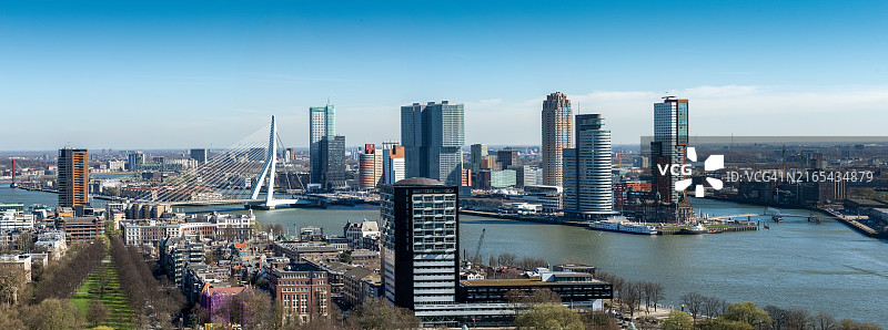 鹿特丹天际线全景航拍图片素材