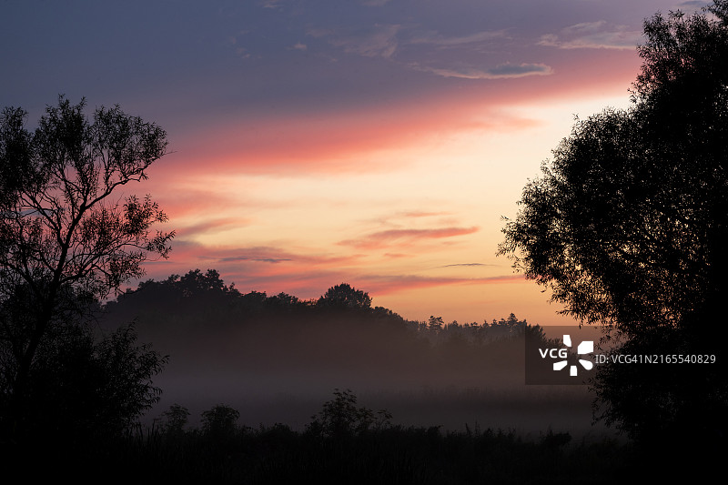 田野上弥漫的薄雾图片素材