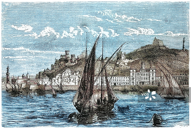 西班牙卡塔赫纳古董雕刻插图图片素材