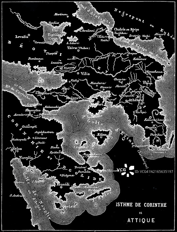 科林斯地峡古老雕刻地图图片素材