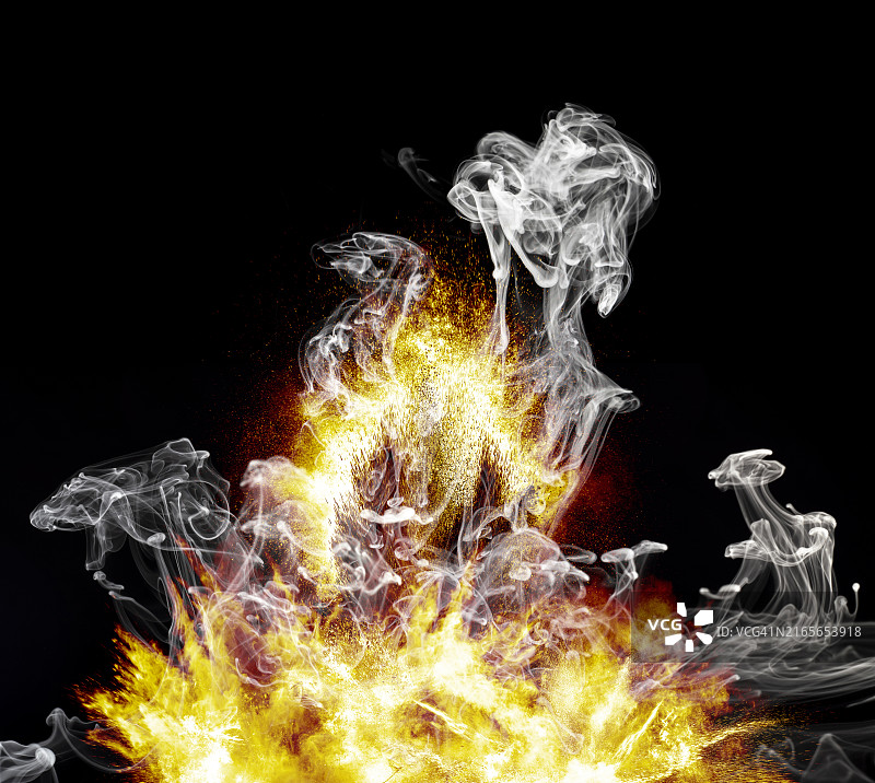 强大的爆炸与火焰和火花图片素材