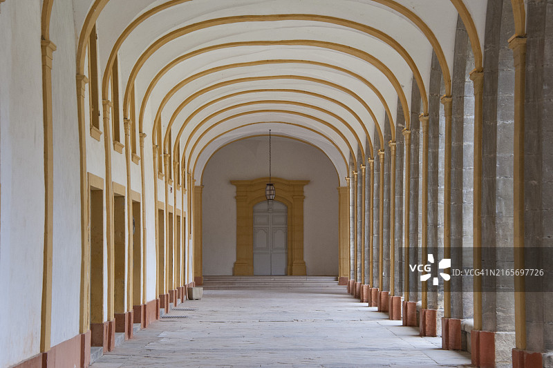 克吕尼修道院回廊的走廊透视图图片素材