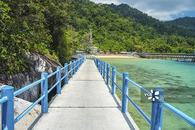 从刁曼岛的ABC海滩到猴子海滩的雨林徒步旅行图片素材