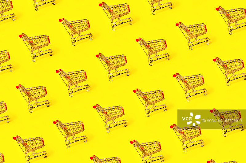 黄色背景上的购物车图案图片素材
