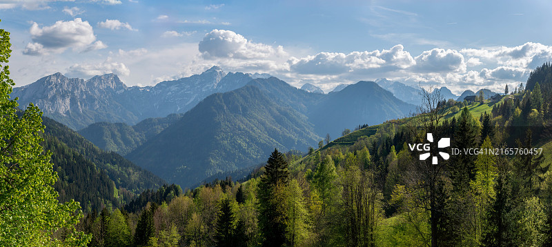 斯洛文尼亚阿尔卑斯山的田园风光图片素材