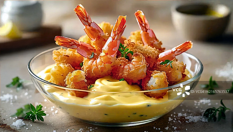 炸面包虾图片素材