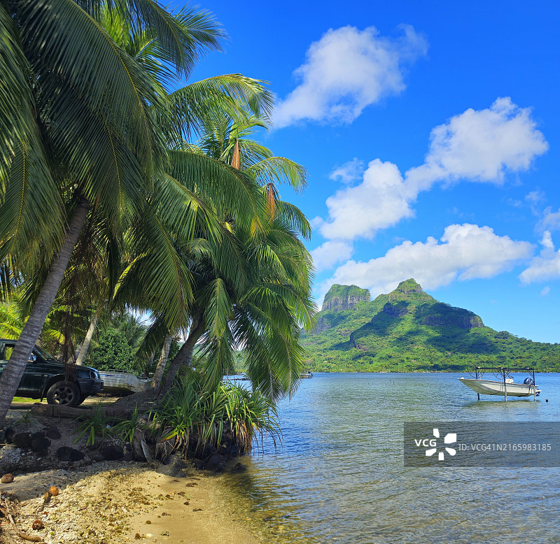奥特马努山，波拉波拉岛，法属波利尼西亚，南太平洋图片素材