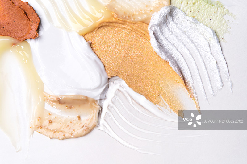 化妆品涂抹质地合集：护肤与美容概念图片素材