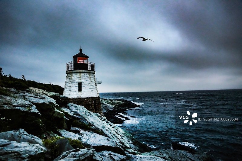 城堡山灯塔，罗德岛图片素材