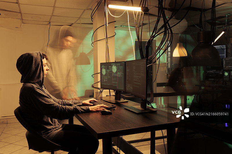 盗贼团队深夜编写木马病毒图片素材