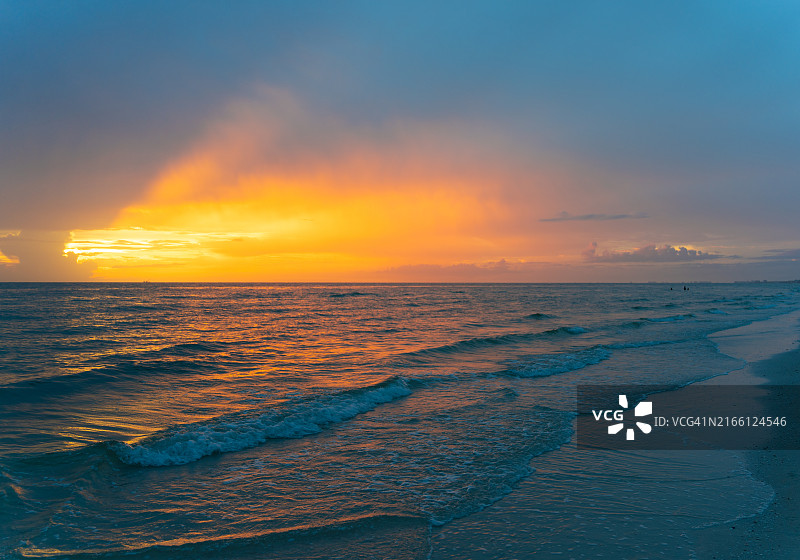 那不勒斯海滩日落景色（美国佛罗里达州）图片素材