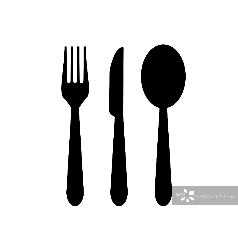 叉子、勺子和刀具图标矢量图图片素材