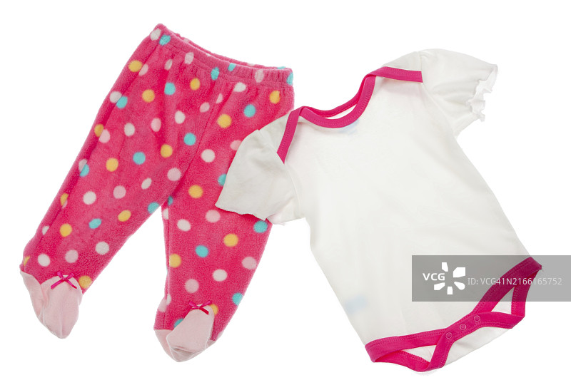儿童服装套装，白色背景上，特写图片素材