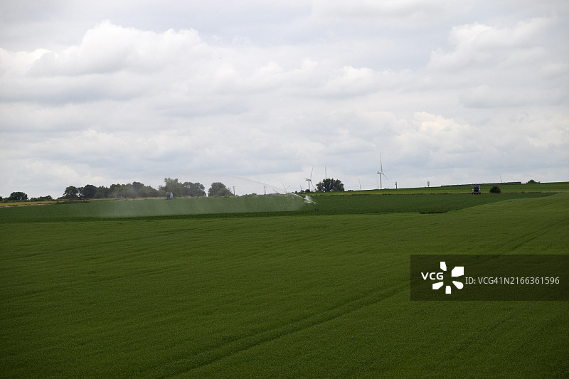 敦刻尔克附近田野的灌溉图片素材