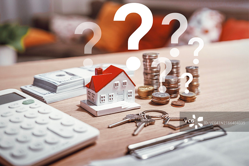 带有问号的房屋模型，房屋问题，房屋建筑问题图片素材