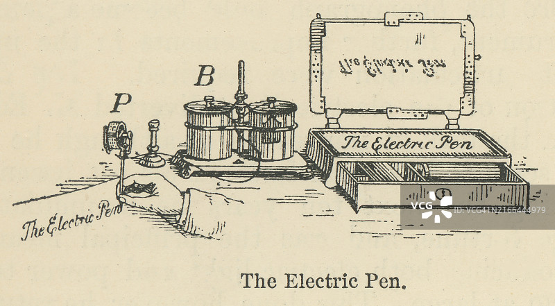 电力电笔老式雕刻插图图片素材
