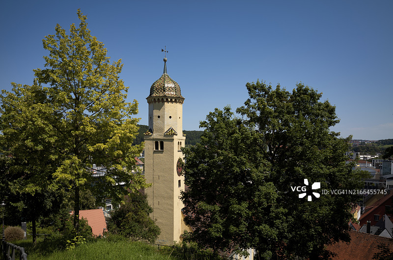 德国巴登-符腾堡州海登海姆老城区圣米歇尔教堂塔楼图片素材