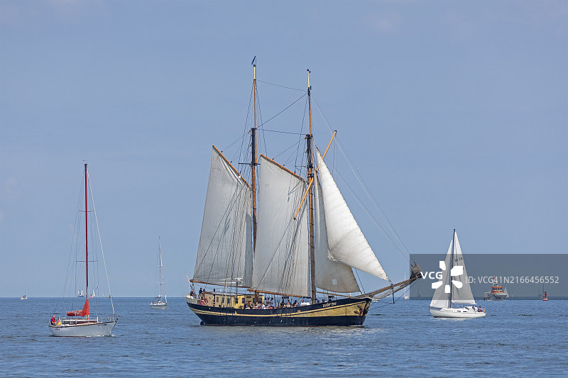 须德海帆船，基尔周，基尔峡湾，德国图片素材