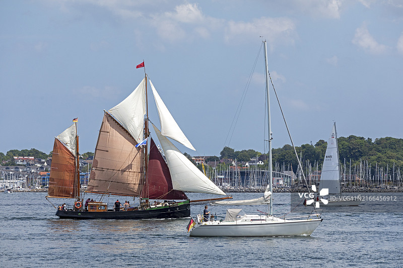 海星号帆船，帆船，拉博，基尔周，基尔峡湾，基尔，石勒苏益格-荷尔斯泰因州，德国，欧洲图片素材