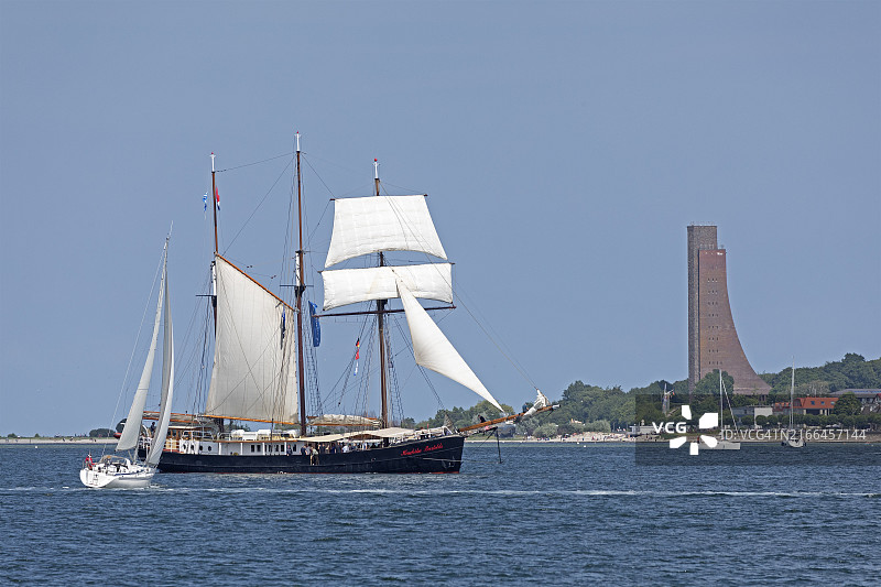 帆船Hendrika Bartelds，帆船，海军纪念馆，Laboe, Kieler Woche, Kiel峡湾，Kiel，石勒苏益格-荷尔斯泰因，德国，欧洲图片素材