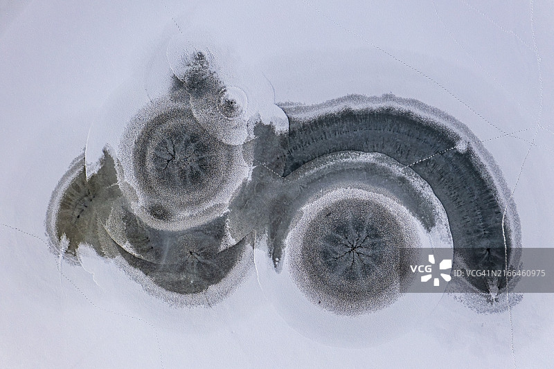 德国巴伐利亚里格湖冰层鸟瞰图图片素材