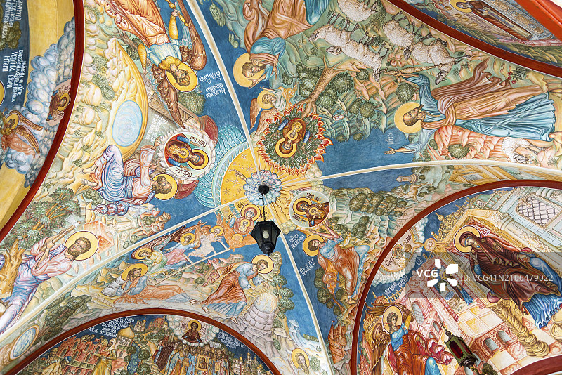 2014年3月9日，俄罗斯莫斯科：报喜教堂内部，建于1661年图片素材