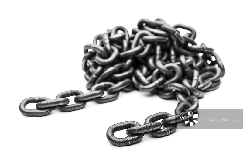 白色背景上重工业货物起重硬化钢金属链图片素材