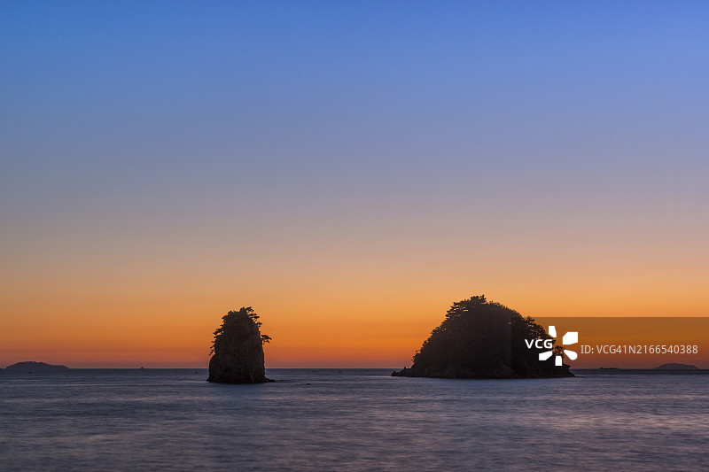 忠清南道泰安郡花地海水浴场日落图片素材