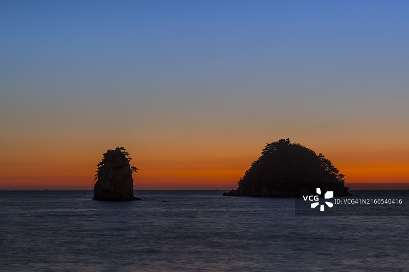 忠清南道泰安郡花地海水浴场日落图片素材