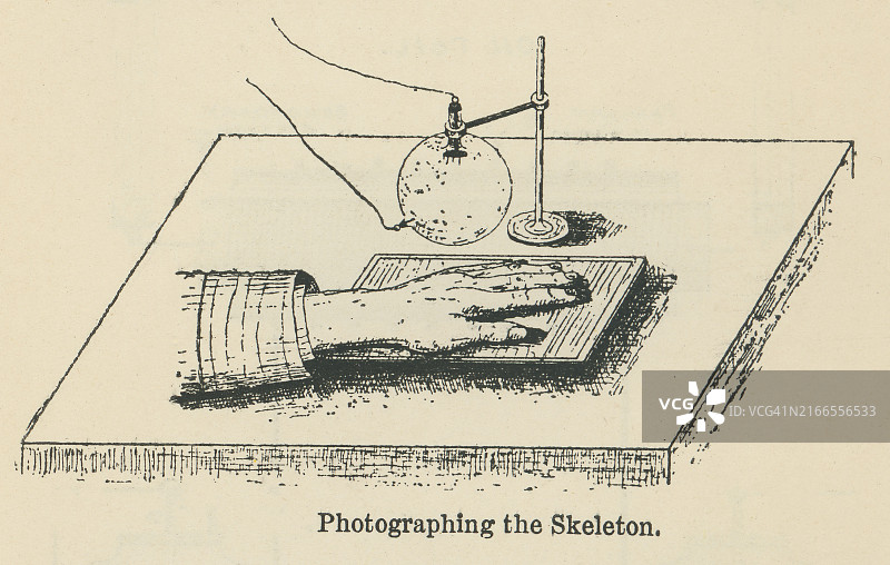 拍摄骨骼，人手的古老雕刻插画图片素材