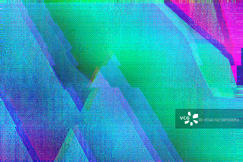 充满活力的霓虹色彩抽象几何故障艺术像素化数字图案图片素材