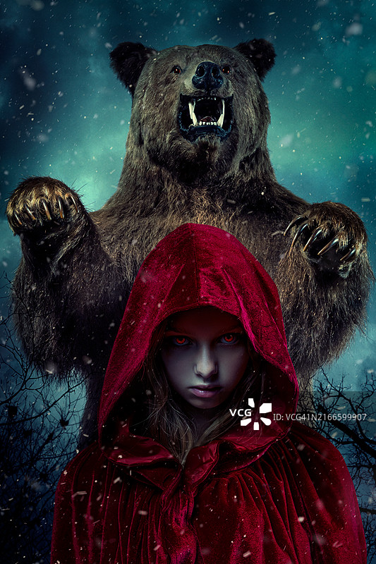 戴红色兜帽的女孩图片素材