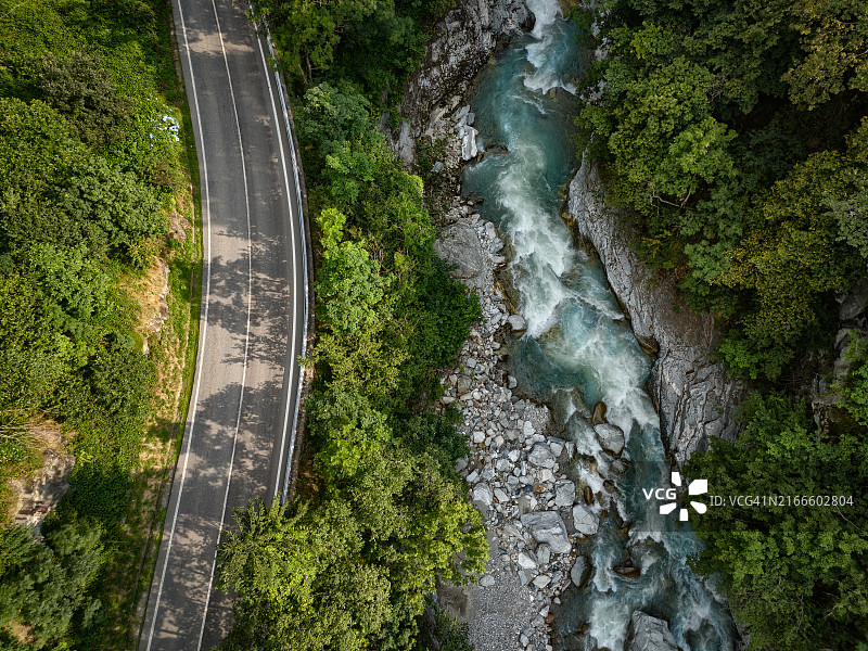 塞西亚河与主路顶视图图片素材
