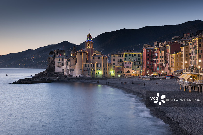 利古里亚莱万特海岸卡莫利的美丽意大利乡村城市景观图片素材