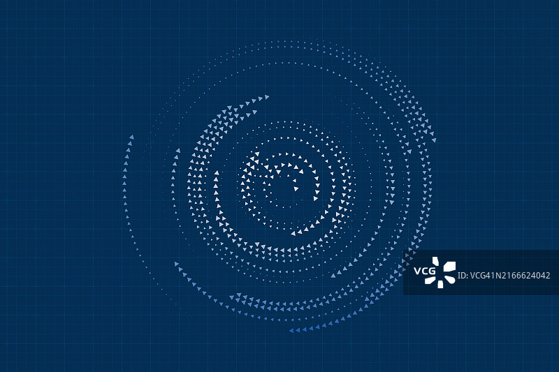 蓝色网格背景上的旋转箭头图片素材