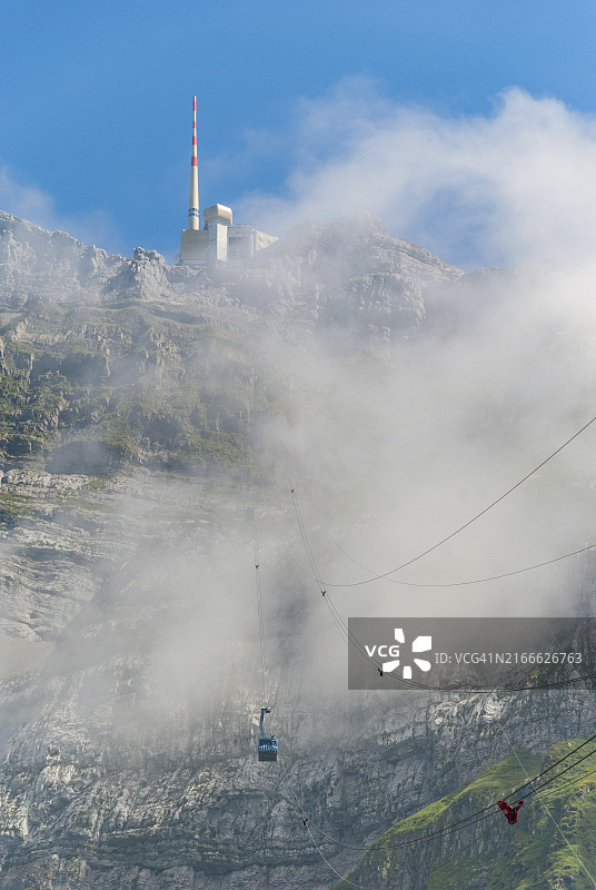 瑞士施韦格阿尔普的圣蒂斯缆车图片素材