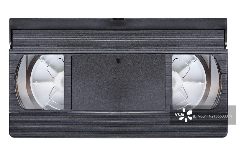 白色背景上隔离的黑色VCR视频音频盒式磁带图片素材