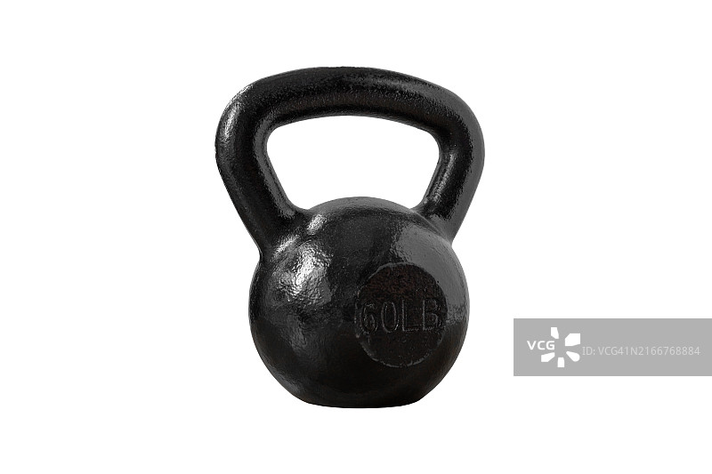 白色背景上的壶铃哑铃运动器材和复制空间图片素材