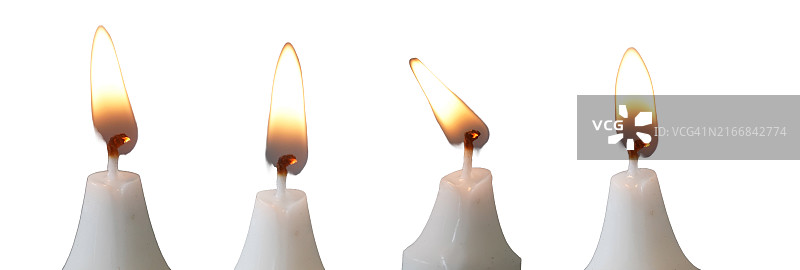 白色背景上的各种蜡烛火焰图片素材