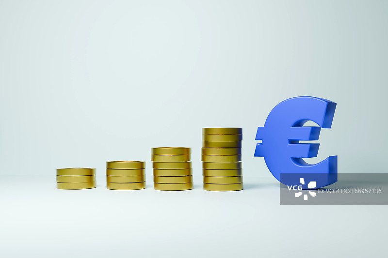 带有硬币和蓝色背景的欧元符号图片素材