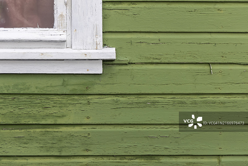 绿色油漆木屋特写图片素材
