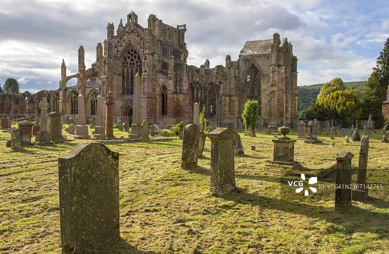 苏格兰边界的梅尔罗斯修道院图片素材