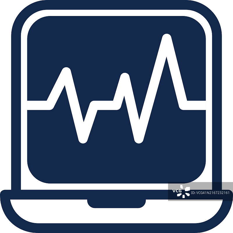 带有心跳监视器图标的笔记本电脑图片素材
