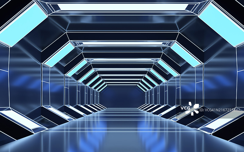 3D插图抽象走廊与背景图片素材