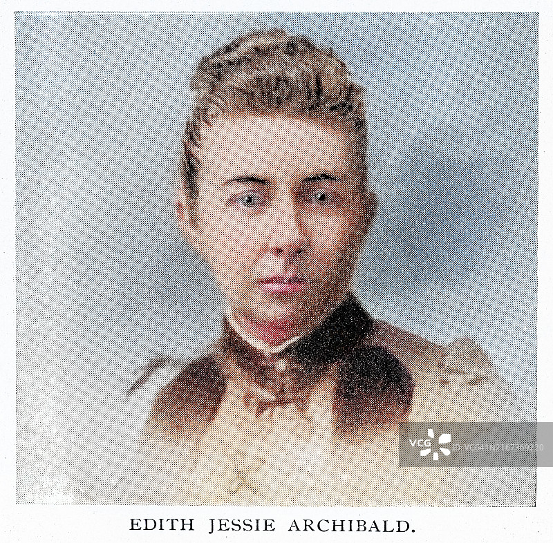 伊迪丝·杰西·阿奇博尔德肖像，她是一位加拿大妇女选举权论者和作家，曾领导海洋妇女基督教禁酒联盟、加拿大全国妇女理事会和哈利法克斯地方妇女理事会图片素材