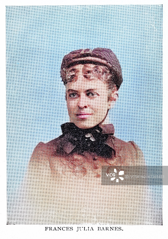 弗朗西斯·朱莉娅·巴恩斯肖像：美国禁酒改革家，曾任基督教妇女禁酒联合会青年妇女分会秘书长图片素材